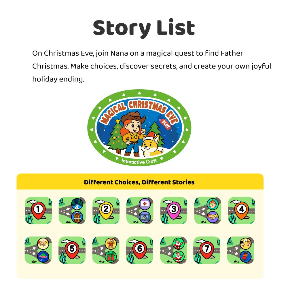 Christmas Adventure & Creation Story Cards – Make Your Own Craft + Interactive Craft, Upload MP3 Audio, Interactive Christmas Story, Screen-Free Learning for Kids 3–8 (No Player)